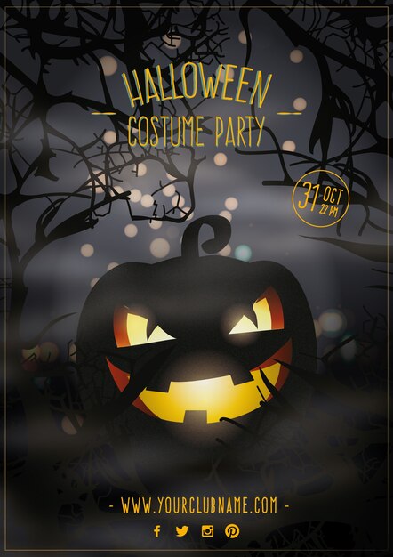 Folleto de calabaza iluminadade halloween 