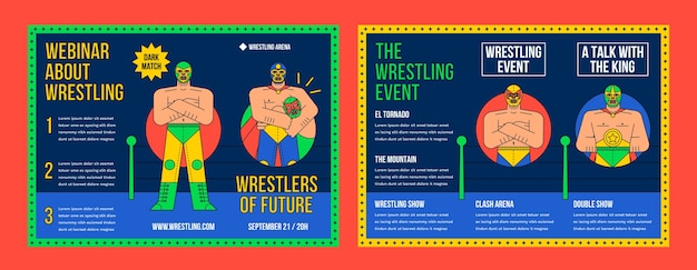 Vector gratuito folleto del campeonato de lucha libre dibujado a mano