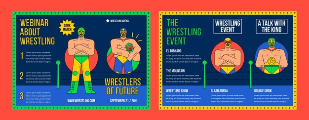Folleto del campeonato de lucha libre dibujado a mano