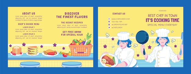 Folleto de carrera de chef dibujado a mano