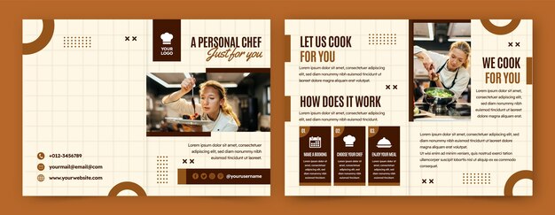Folleto de carrera de chef de diseño plano