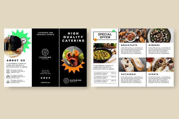 Folleto de catering profesional degradado moderno.
