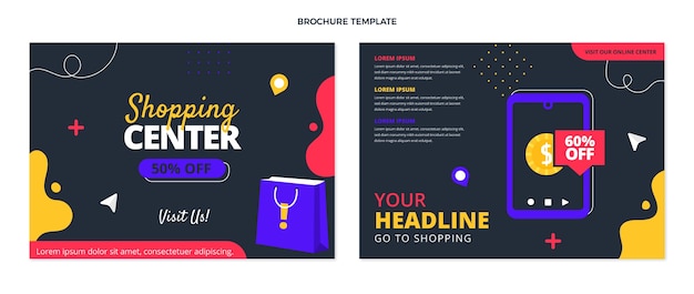 Vector gratuito folleto de centro comercial dibujado a mano