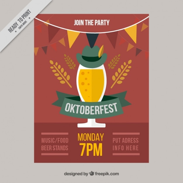 Vector gratuito folleto con cerveza para oktoberfest