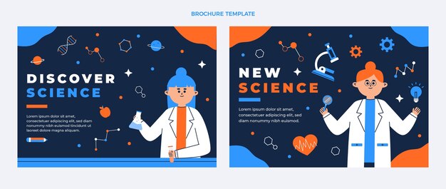 Folleto de ciencia de diseño plano