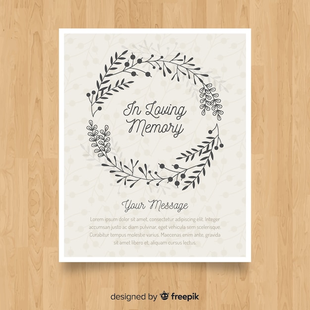 Vector gratuito folleto clásico de funeral con estilo elegante