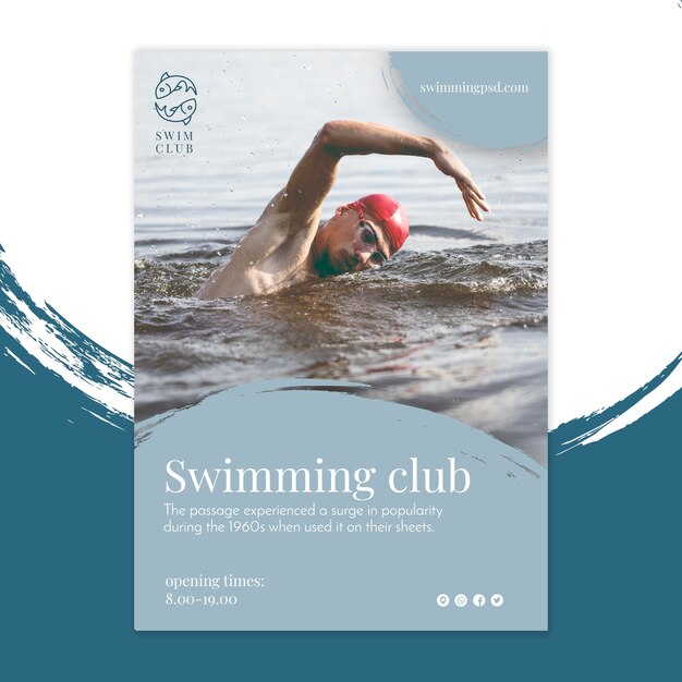 Vector gratuito folleto del club de natación vertical