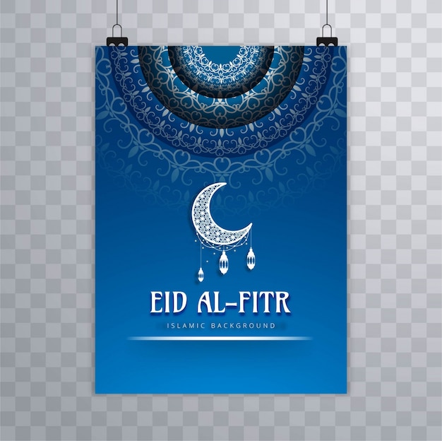 Vector gratuito folleto colgado azul de eid mubarak