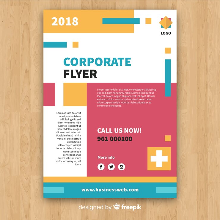Vector gratuito folleto colorido de negocios con diseño abstracto