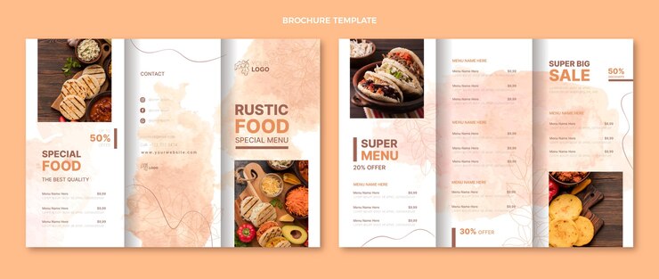 Vector gratuito folleto de comida en acuarela