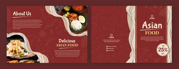 Vector gratuito folleto de comida asiática dibujado a mano