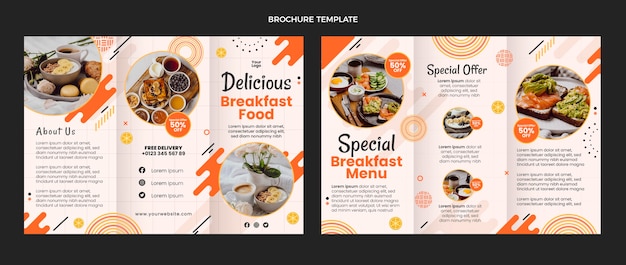 Folleto de comida deliciosa de diseño plano