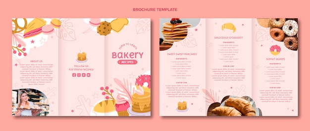 Vector gratuito folleto de comida de diseño plano