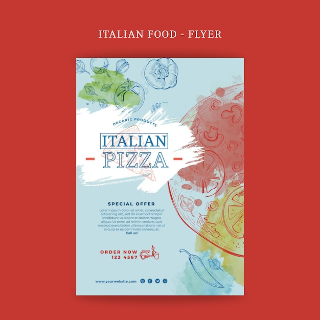 Vector gratuito folleto de comida italiana vertical