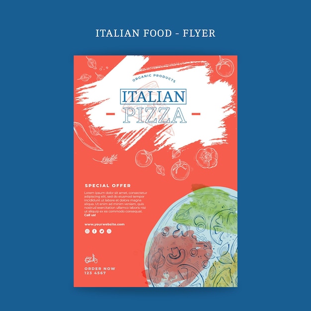 Vector gratuito folleto de comida italiana vertical