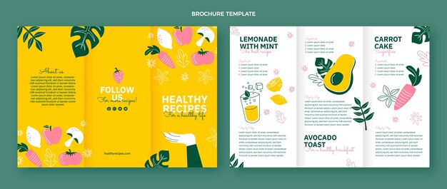 Folleto de comida sana de diseño plano