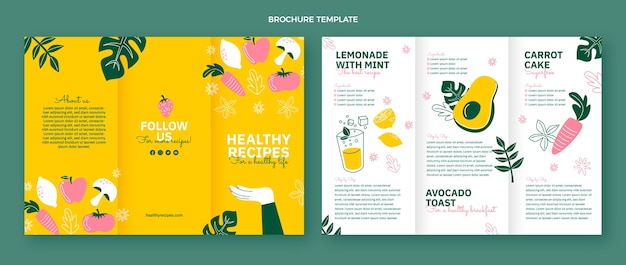Folleto de comida sana de diseño plano