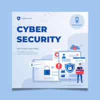 Vector gratuito folleto cuadrado de seguridad cibernética