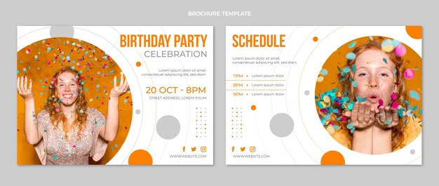 Folleto de cumpleaños mínimo de diseño plano