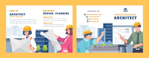 Folleto de desarrollo de arquitectura de diseño plano.