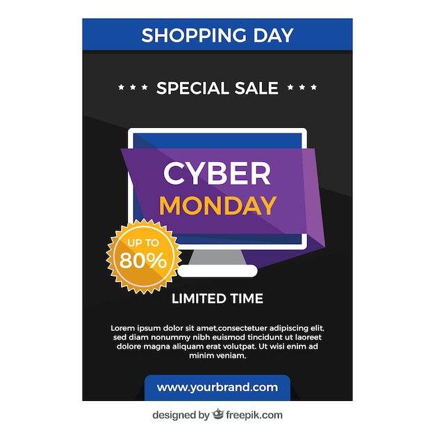 Vector gratuito folleto de descuentos especiales de cyber monday