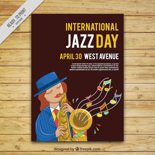 Vector gratuito folleto del día internacional de jazz