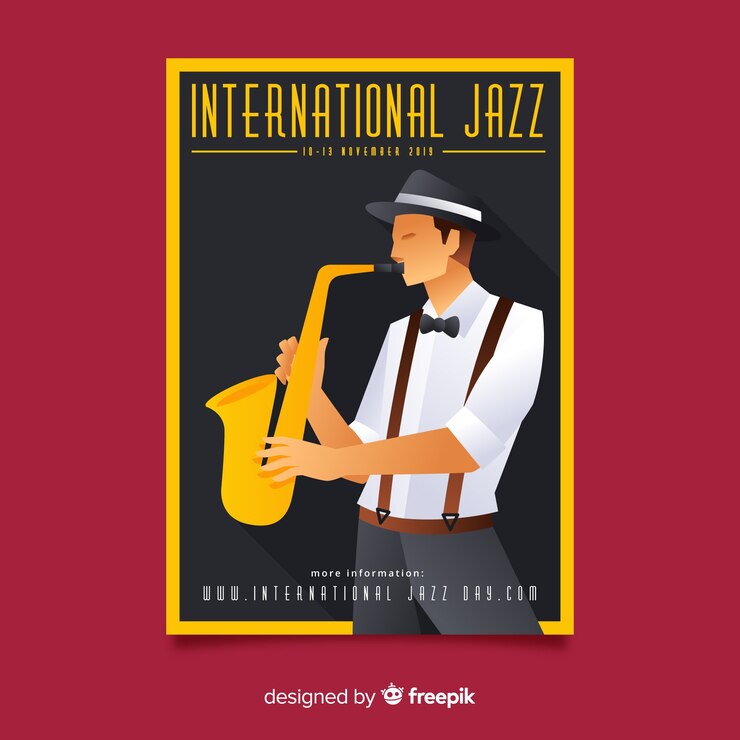 Vector gratuito folleto del día internacional del jazz