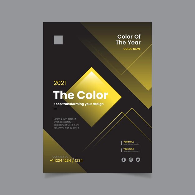 Folleto de diseño geométrico del color del año 2021