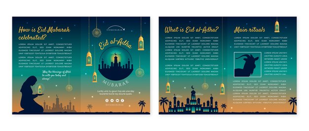 Vector gratuito folleto de eid al-adha degradado
