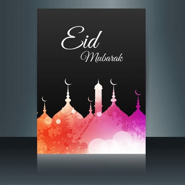 Vector gratuito folleto de eid mubarak en colores