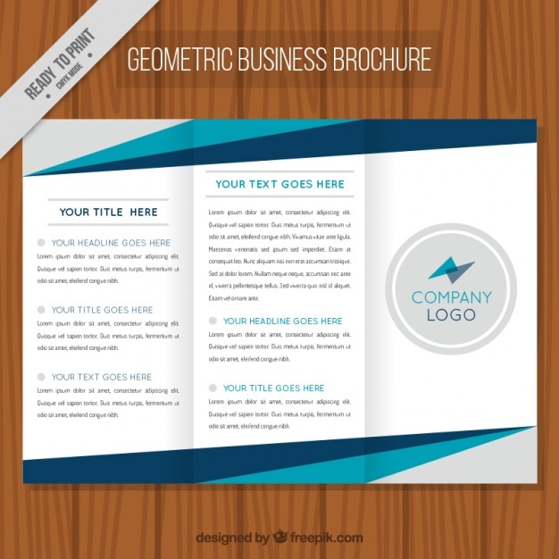 Vector gratuito folleto empresarial con formas geométricas azules