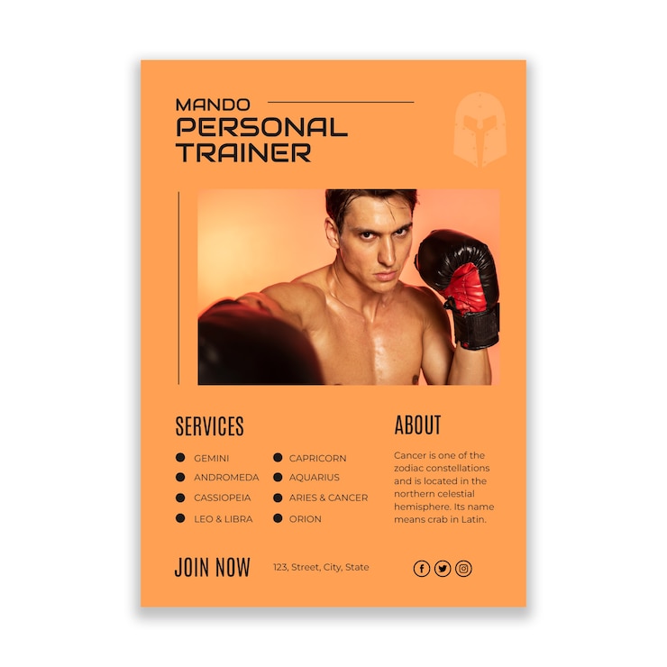 Vector gratuito folleto de entrenador personal profesional