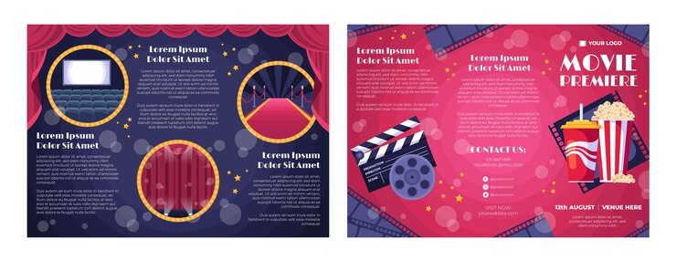 Vector gratuito folleto de estreno de película dibujado a mano