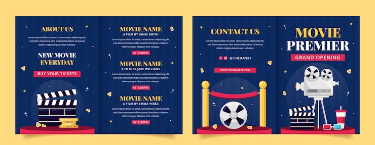 Vector gratuito folleto del festival de cine dibujado a mano