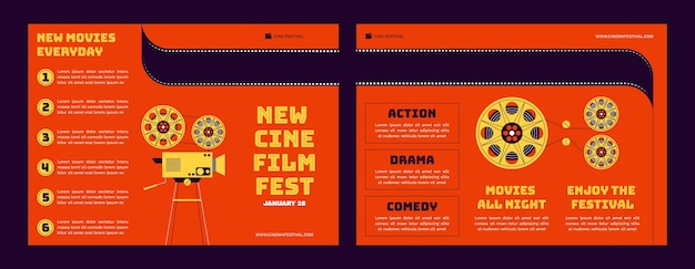 Vector gratuito folleto del festival de cine de diseño plano