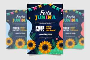 Vector gratuito folleto de festival de junio de diseño plano