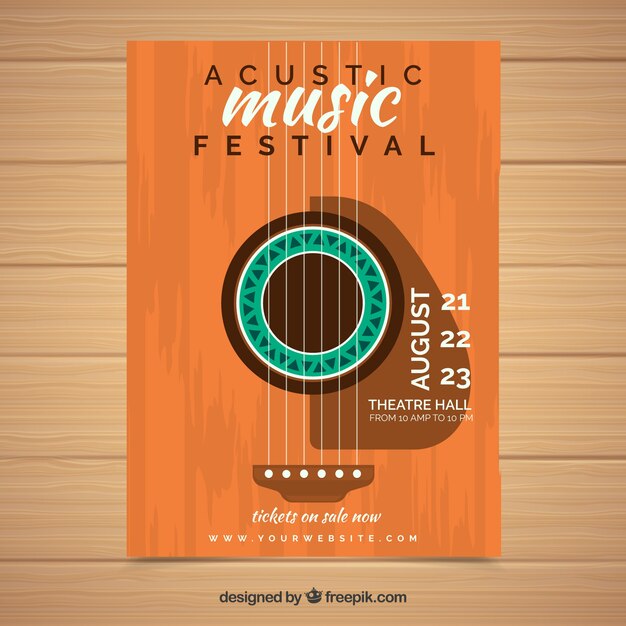 Folleto de festival de música en diseño plano