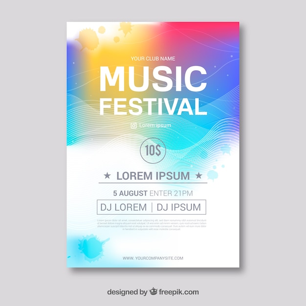 Folleto de festival de música en estilo realista