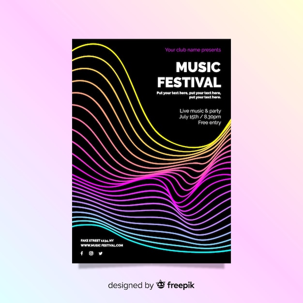 Vector gratuito folleto de festival de música