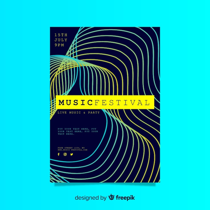 Vector gratuito folleto de festival de música