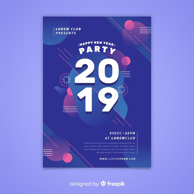 Folleto de fiesta de año nuevo 2019