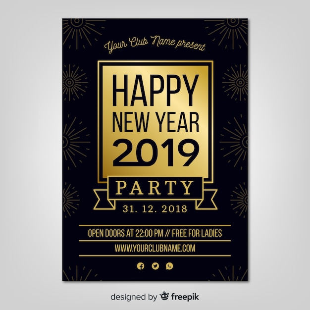 Folleto de fiesta de año nuevo 2019