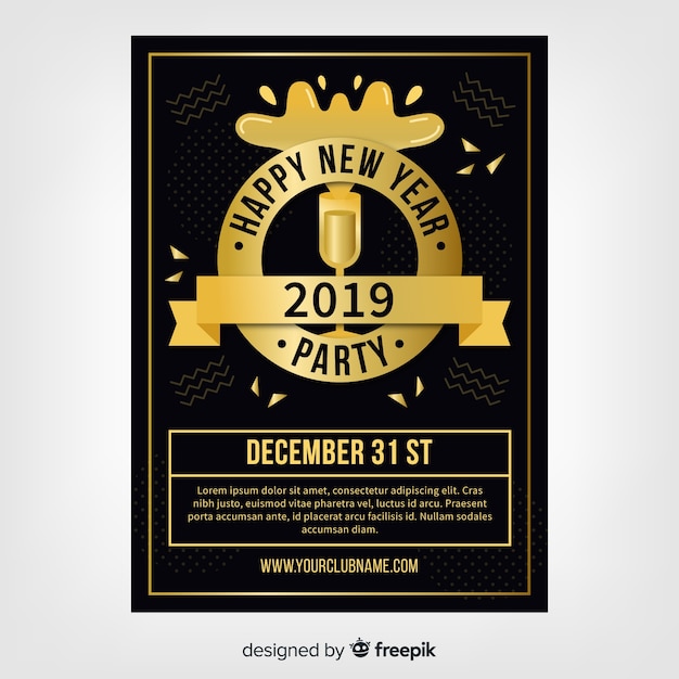 Folleto de fiesta de año nuevo 2019