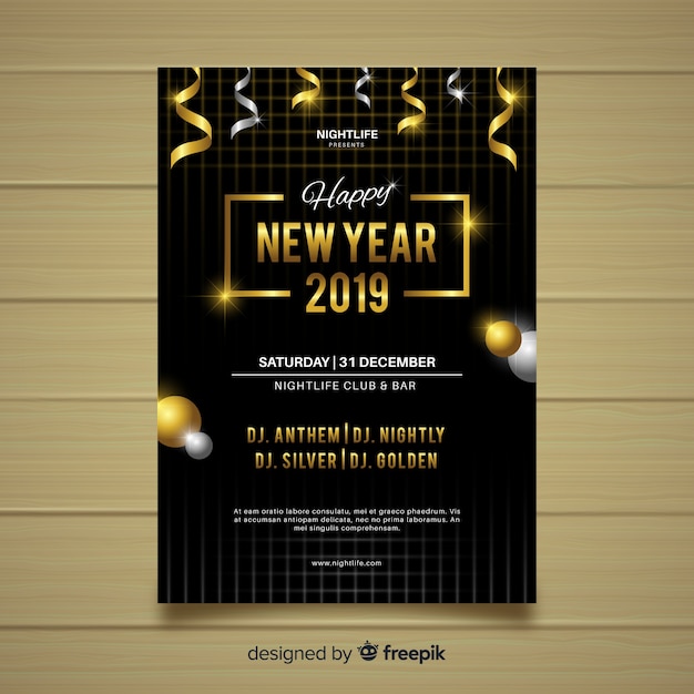 Folleto de fiesta de año nuevo 2019