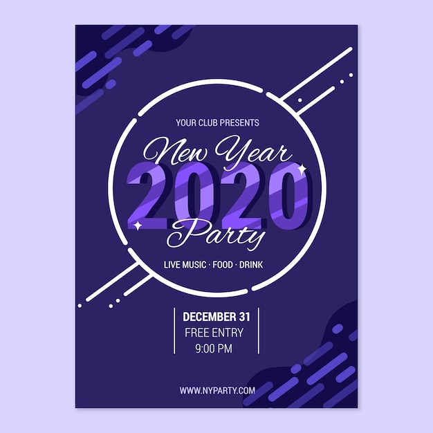Vector gratuito folleto de fiesta de año nuevo plano