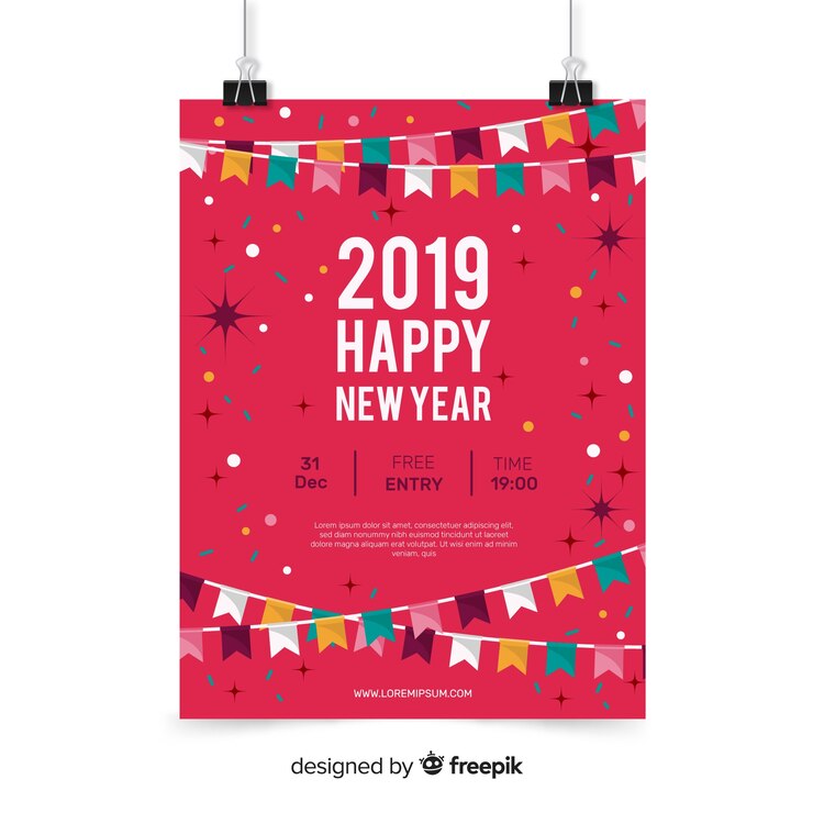 Vector gratuito folleto de fiesta de año nuevo