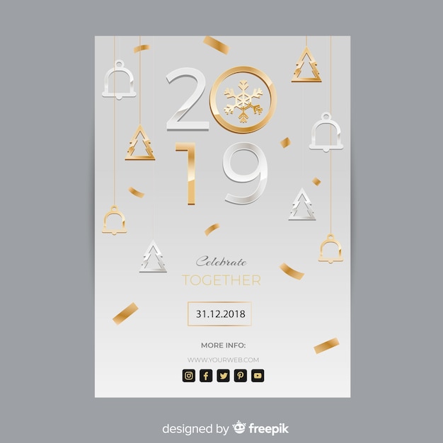 Vector gratuito folleto de fiesta de año nuevo