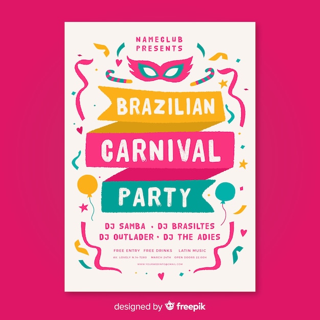 Folleto de fiesta de carnaval de brasil