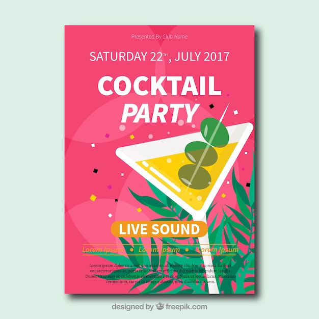 Vector gratuito folleto de fiesta de cóctel