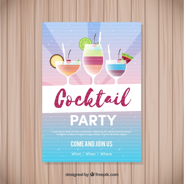 Vector gratuito folleto de fiesta de cóctel